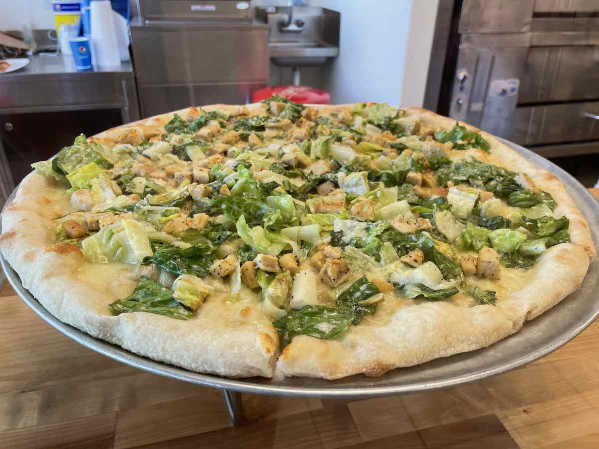 XO Pizza Chicken Caesar Slice on the Wildwood Boardwalk